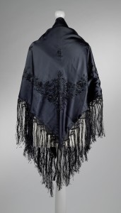 Vintage-Kleider Schultertuch, 1930er/40er Jahre, schwarze Seide