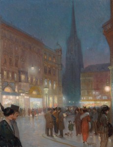 300 - Josef Kalous (Wien 1887-1974) "Abend am Graben, Wien", 1914, Öl auf Leinwand, 72 x 56 cm, Schätzwert € 2.500 - 3.000 