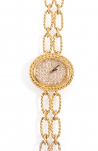 Damenarmbanduhr, Gold, mit Achtkantdiamanten zus. ca. 1,30 ct, 70er Jahre, Rufpreis € 2.000