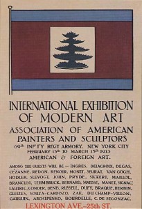 1913 Armory Show poster featuring graphic of evergreen