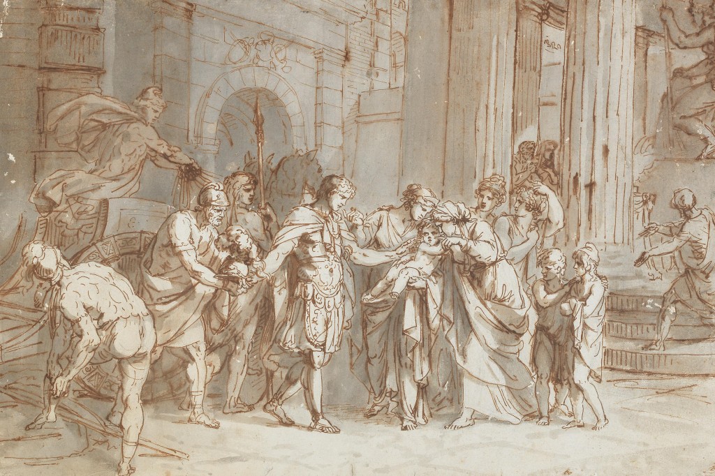 Franz Caucig's drawing of Hector bidding Andromache farewell. Estimate €5,000 - 7,000