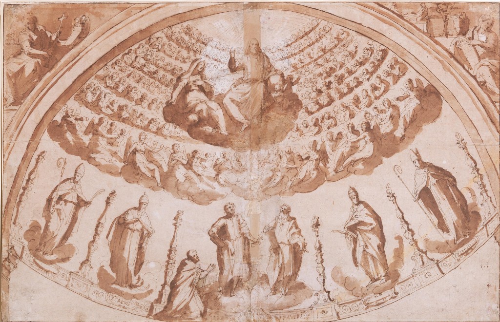 Lot 84: Drawing by Giovanni Balducci Il Cosci of Christ as World Judge with the Virgin Mary, angels and saints. Design for a dome fresco. Estiamte €2,500 - 3,000