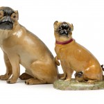 Lot 903, Male and female pug with puppy, Meißen