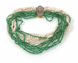 jewellery photo of emerald pearl necklace, starting price: €1,000