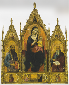 Tuscan School (14th and 15th century), Madonna and Child with Saints, tempera on panel, gold ground, 220 x 170 cm, estimate € 80,000 – 120,000
