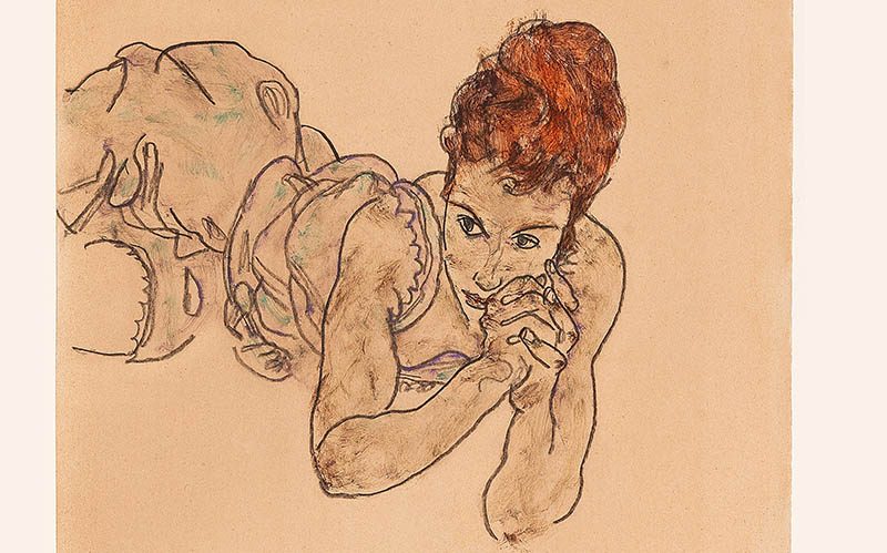 Egon Schiele liegende Frau