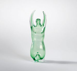 Vase Figur grünes Glas