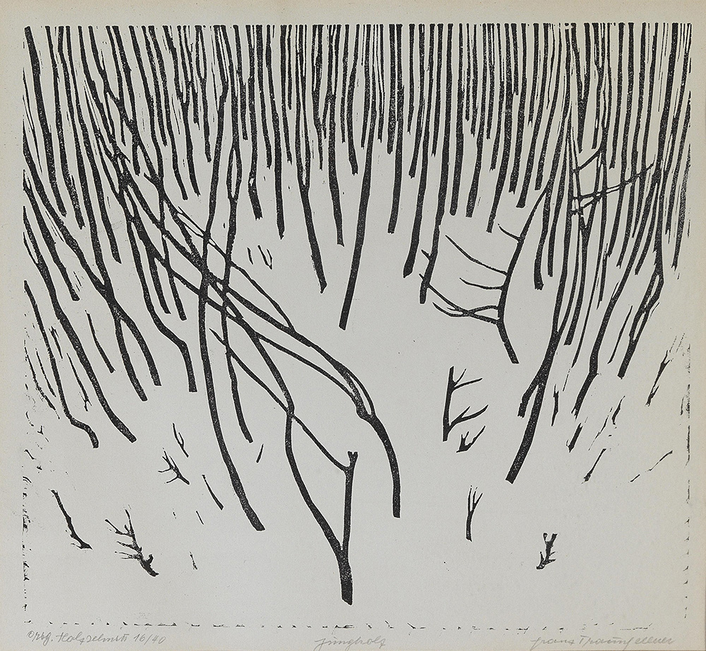 Franz Traunfellner, "Jungholz", 1964, Holzschnitt auf Velin, 29,5 x 32 cm, Startpreis € 400