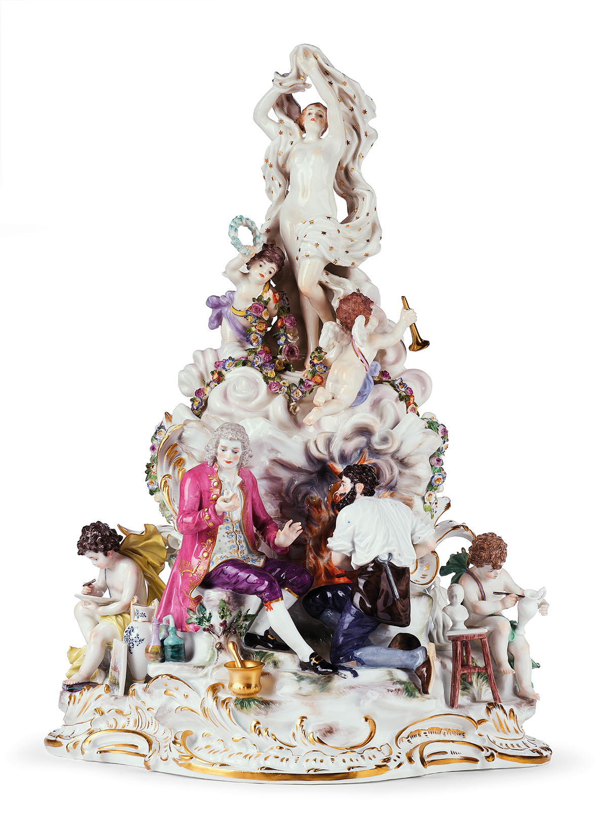 “The Making of Porcelain” - A Very Rare and Historically Important Group of Figures, 2 parts, Meissen, c. 1890, model by Paul Helmig, €36,000 - 50,000