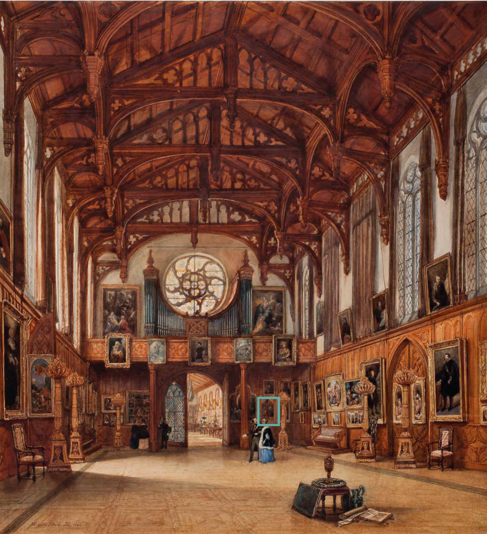 The Art Collection of Willem II, in the Gothic Hall, Kneuterdijk Palace, The Hague. Watercolour by Huib van Hove, 1842 © Royal Collections, the Netherlands, www.koninklijkeverzamelingen.nl