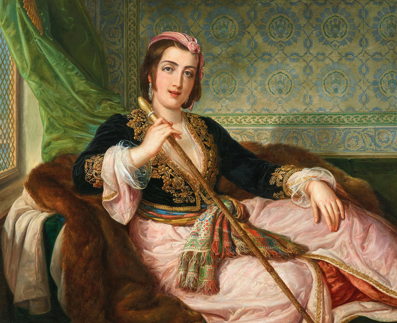 Pietro Luchini (1800–1883), Bildnis einer jungen Dame aus Konstantinopel, Öl auf Leinwand, 104 x 127 cm, € 100.000 - 150.000