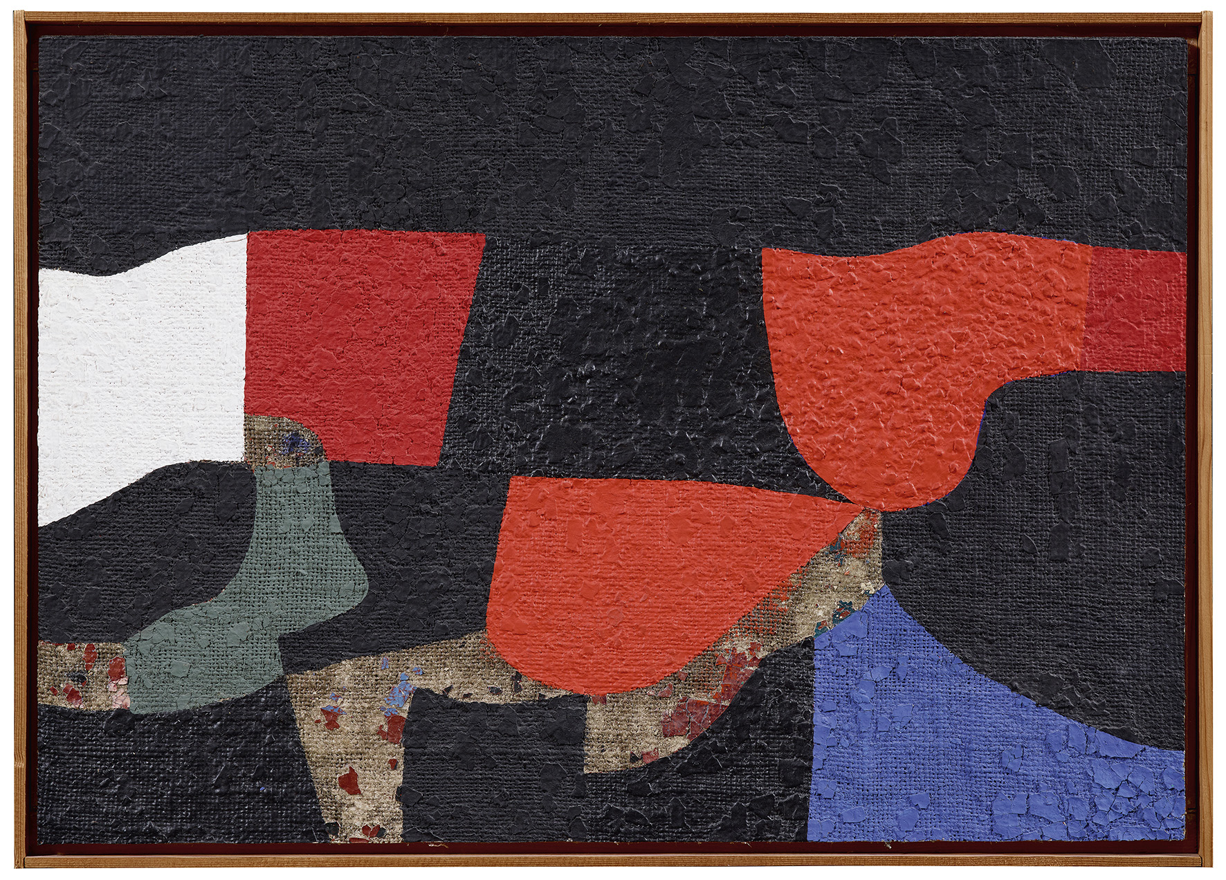 Alberto Burri ,Ohne Titel, 1947/1988, Acryl und Vinylkleber auf Leinwand auf Tafel, im Künstlerrahmen, 44 x 61,5 cm, € 140.000 – 180.000