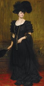 Eugen von Blaas (1843–1931), Bildnis der Madame Lebreton, 1908, Öl auf Leinwand, 225 x 116 cm, € 150.000 – 200.000
