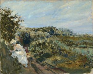 Max Slevogt, Landschaft mit weißer Dame, 1908, Öl auf Leinwand, 65 x 80 cm, Schätzwert € 100.000 – 150.000