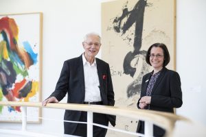 Professor Karlheinz Essl und Diakonie Direktorin Maria K. Moser im Schömer-Haus Fotocredit: Tobias Steinmaurer, 2022