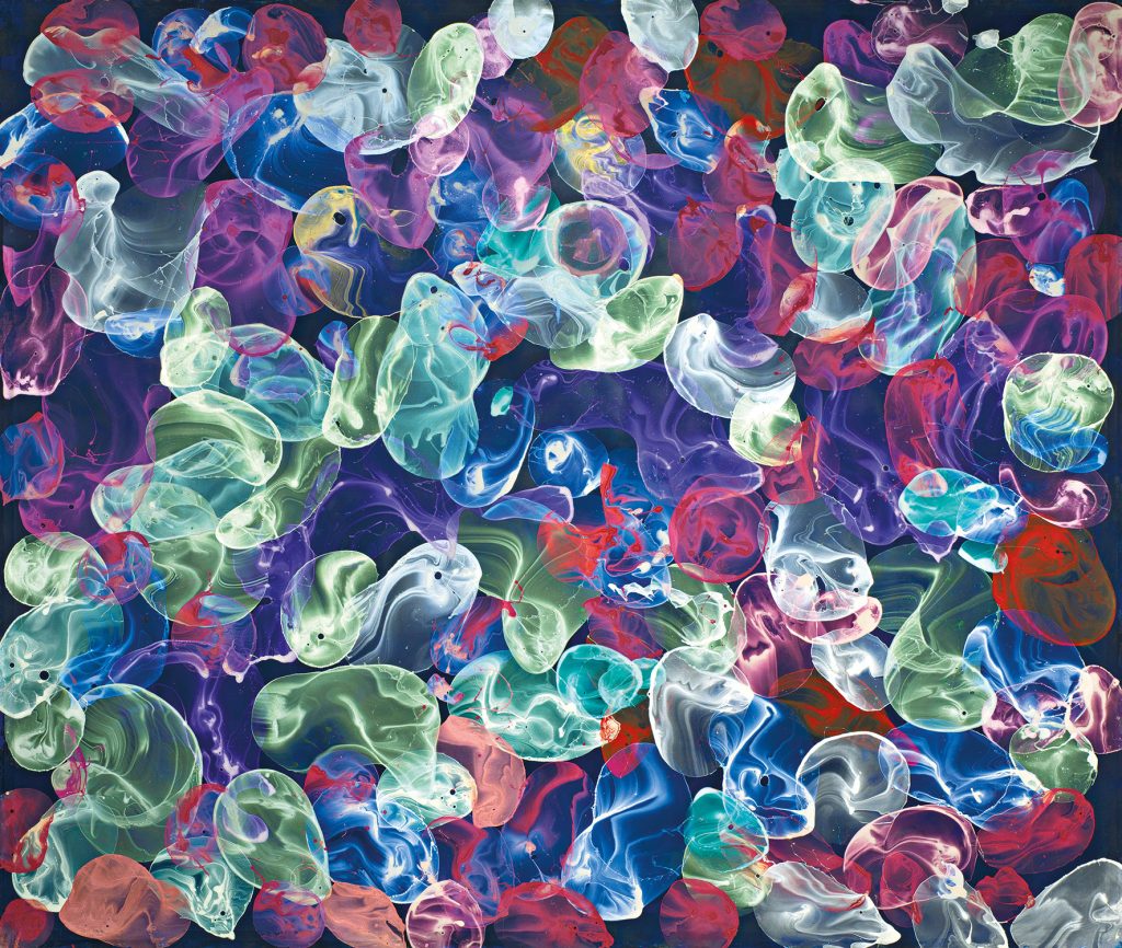 Jiří Georg Dokoupil, Mis Mus Sian, 2014 Seifenlauge und Pigmente auf Leinwand, 250 x 300 cm bzw. 300 x 250 cm (vertikale und horizontale Hängung möglich) Schätzwert € 60.000 – 80.000