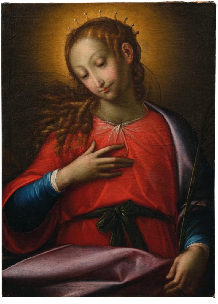 Orsola Maddalena Caccia (1596–16760), Heilige Katharina von Alexandrien, Öl auf Leinwand, 100 x 72 cm, Schätzwert € 20.000 – 30.000