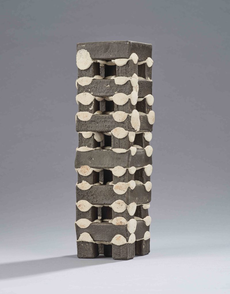 Franz Josef Altenburg (1941–2021), Tower, brown and white clay, unglazed, height 24 cm, estimate €1,500 – 2,500