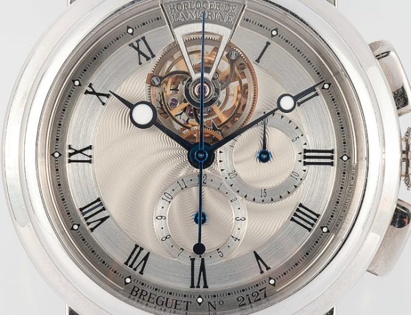 Breguet Marine Tourbillon Chronograph Armbanduhr, um 2019, Tourbillon und Stoppfunktion, Referenz 5837PT, Schätzwert € 40.000 – 60.000