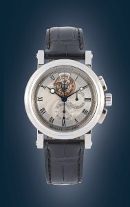Breguet Marine Tourbillon Chronograph Armbanduhr, um 2019, Tourbillon und Stoppfunktion, Referenz 5837PT, Schätzwert € 40.000 – 60.000