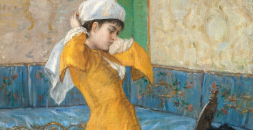 Osman Hamdi Bey (1842–1910), Ein Blick in den Spiegel, Öl auf Leinwand auf Holz, 68 x 45 cm, Schätzwert € 1.000.000 – 1.400.000