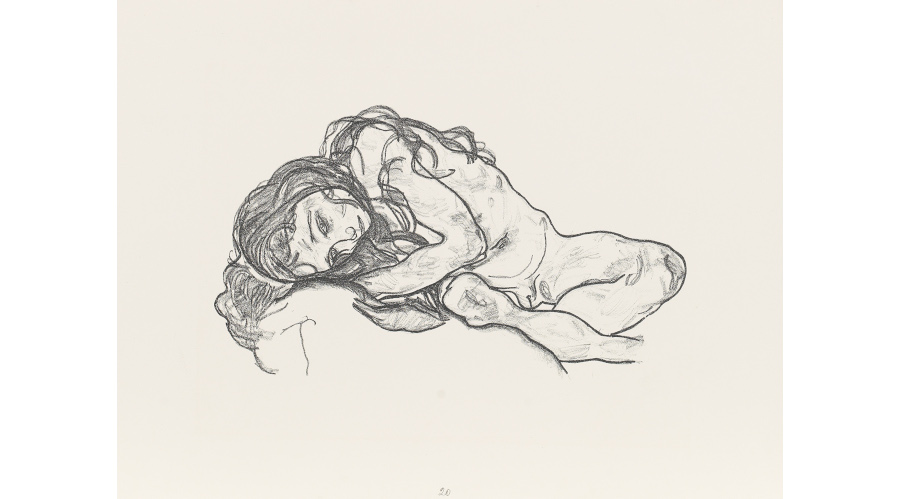 Egon Schiele, Girl, 1918, lithograph on wove paper, composition dimensions 21.3 x 37.2 cm, Kallir 17 b, starting price €16,000