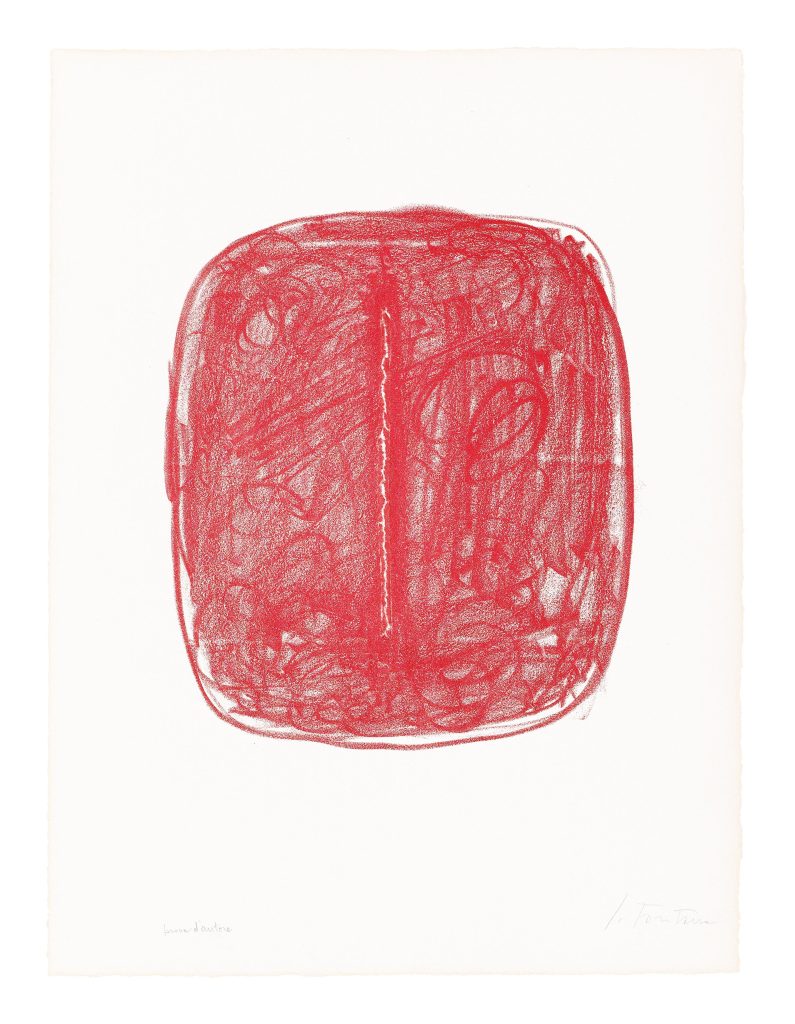 Lucio Fontana, "Concetto Spaziale", 1967, Lithografie in Rot mit Schlitz auf Velin, Startpreis € 3.300