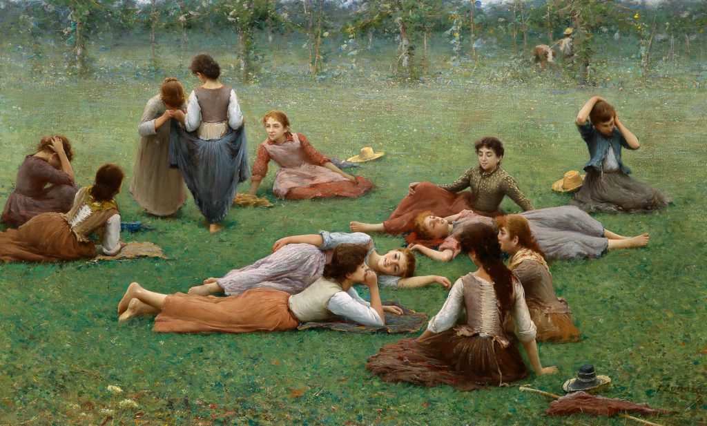 Fausto Zonaro (1854–1929), Dopo il gioco, Öl auf Leinwand, 80 x 134 cm, erzielter Preis € 237.300