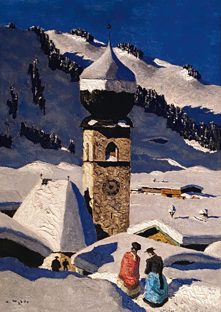 Alfons Walde, Tiroler Bergdorf, 1947, Öl auf Karton, 39 x 29,2 cm, Schätzwert € 130.000 – 240.000