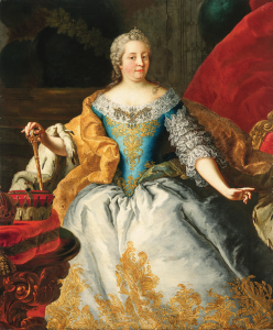 Martin van Meytens (1695–1770) Porträt der Kaiserin Maria Theresia, Königin von Ungarn und Böhmen (1717–1780), mit der böhmischen Krone und dem Erzherzogshut, Öl auf Leinwand, 153 x 128 cm Schätzwert € 80.000 – 120.000