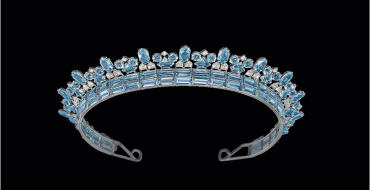 Cartier Art Deco Aquamarin-Diadem, Diamanten zus. ca. 4 ct, Aquamarine zus. ca. 70 ct, Arbeit um 1930–1935 erzielter Preis € 582.800