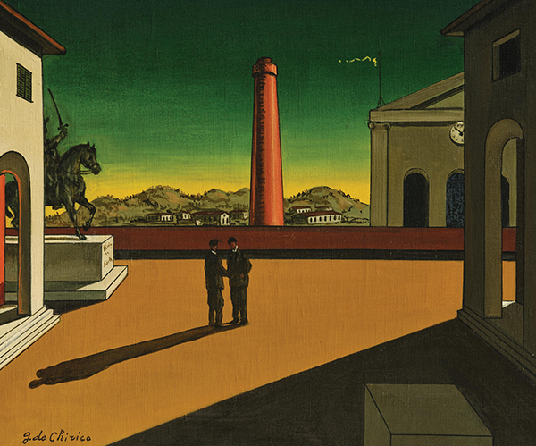 Giorgio de Chirico, Piazza d’Italia, 1954, oil on canvas, 50 x 71 cm, estimate €250,000 – 350,000