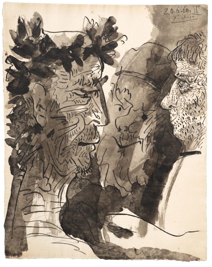 1380892100001 Pablo Picasso, Trois têtes , 1960 pen and brush and ink on paper, 44 x 35 cm estimate €180,000 – 260,000