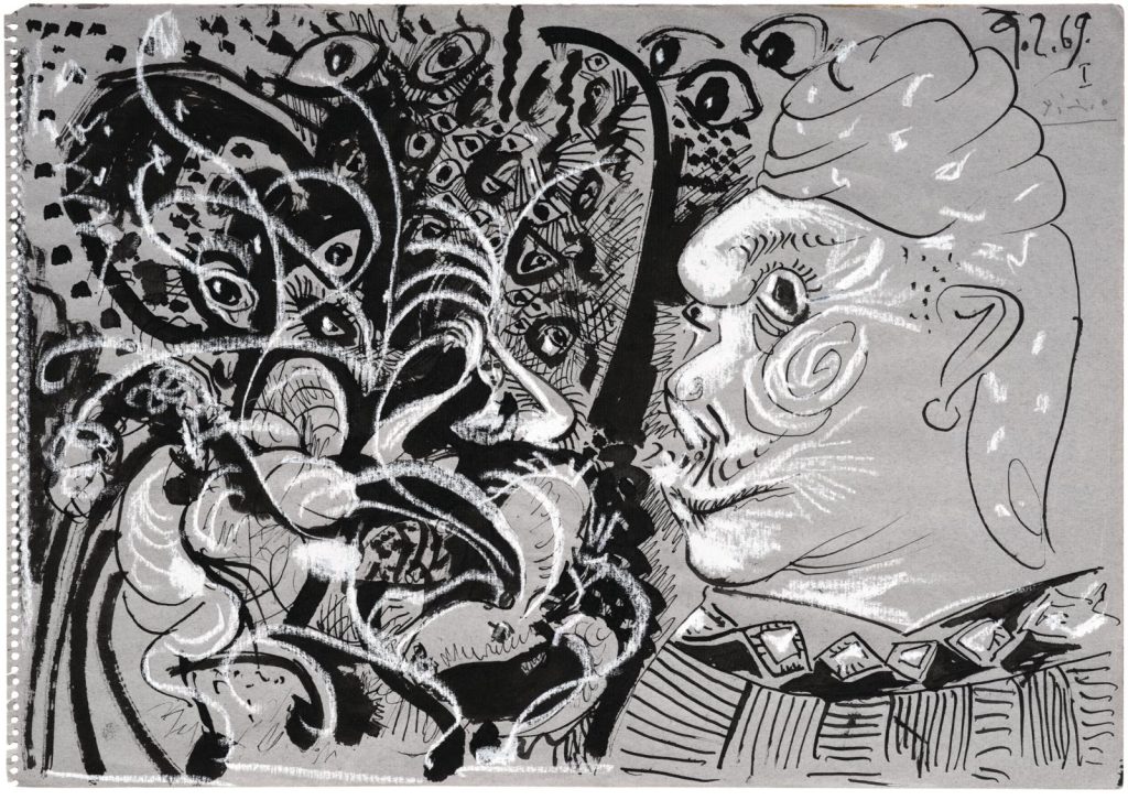 1380899250001 Pablo Picasso, Écuyère et tête (I), 1969 Tusche und Kreide auf Papier, 31,3 x 44,5 cm Schätzwert € 200.000 – 300.000