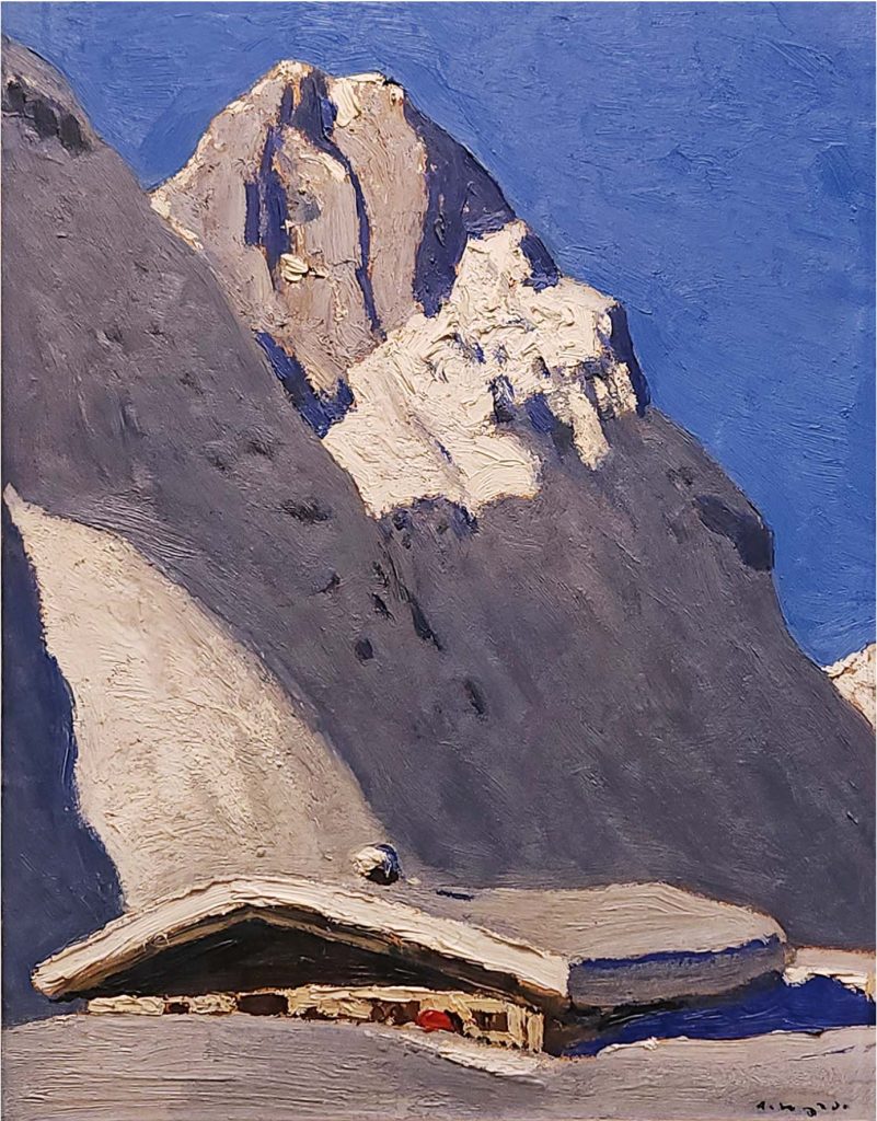 Walde-Alfons-Max Faller-oil-23x17.5-framed-300dpi-BGL Alfons Walde (1891–1958) Maukalm mit Lärcheggspitze, Wilder Kaiser Öl auf Karton, 57 x 45 cm Schätzwert € 260.000 – 380.000