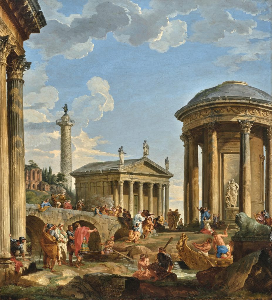 Giovanni Paolo Panini (1691–1765) Opfergabe an Äskulap auf der Isola Tiberina, Rom Öl auf Leinwand, 102,5 x 92,5 cm Schätzwert € 300.000 – 400.000